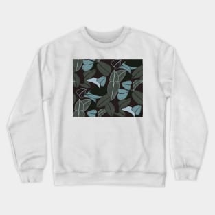 Esthetic Dark Leaves Pattern Crewneck Sweatshirt